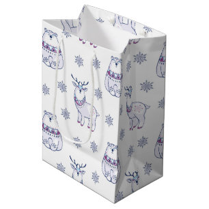 Geschenktasche mit Eisbären und Rentieren Mittlere Geschenktüte