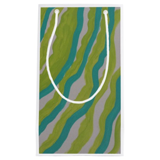 Geschenktasche mit grünem Streifen Kleine Geschenktüte (Vorderseite)