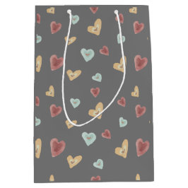 Geschenktasche mit Herz - dunkelgrau Mittlere Geschenktüte