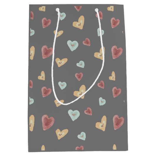 Geschenktasche mit Herz - dunkelgrau Mittlere Geschenktüte (Vorderseite)