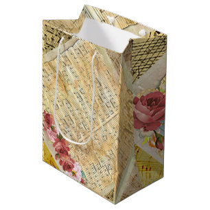 Geschenktasche mit Noten aus Vintage-Notenblättern Mittlere Geschenktüte