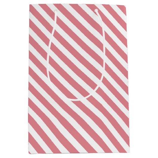 Geschenktasche mit rosa und weißgestrichenem Muste Mittlere Geschenktüte (Vorderseite)