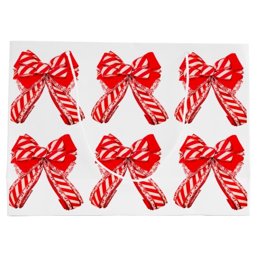 Geschenktasche mit rotem und weißem Bow Große Geschenktüte (Rückseite)