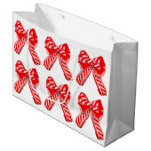 Geschenktasche mit rotem und weißem Bow Große Geschenktüte (Vorderseite Schrägansicht)