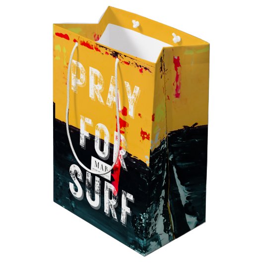 Geschenktasche mit salziger Strandvibe Mittlere Geschenktüte (Rückseite Schrägansicht)