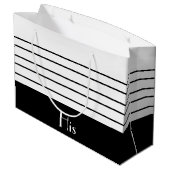Geschenktasche mit schwarzem und weißem Streifen Große Geschenktüte (Rückseite Schrägansicht)