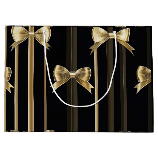 Geschenktasche mit schwarzer Base und goldenem Bog Große Geschenktüte (Vorderseite)