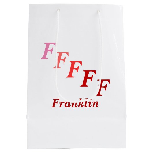 Geschenktasche - Name und gesteppte Buchstaben in Mittlere Geschenktüte (Rückseite)