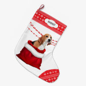 Geschenktasche Niedlicher Beagle Hund Schneeflocke Großer Weihnachtsstrumpf (Vorderansicht (hängend))