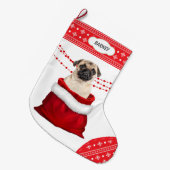 Geschenktasche Niedlicher Mops Hund Schneeflocke B Großer Weihnachtsstrumpf (Vorderansicht (hängend))