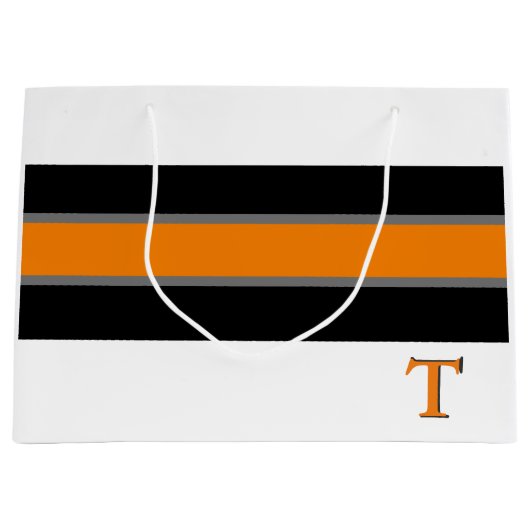 Geschenktasche - Orange Chic Strip Design-T Große Geschenktüte (Vorderseite)