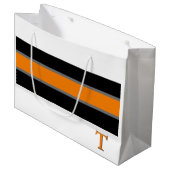 Geschenktasche - Orange Chic Strip Design-T Große Geschenktüte (Vorderseite Schrägansicht)