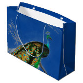 Geschenktasche PEACOCK IN BLAU Große Geschenktüte (Rückseite Schrägansicht)