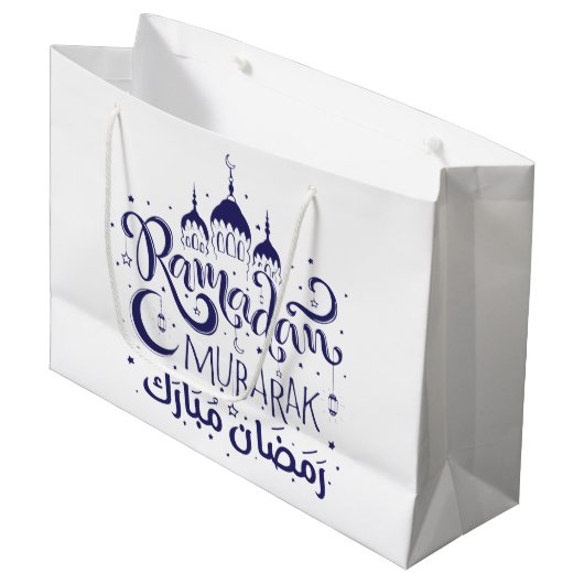 Geschenktasche Ramadan Mubarak Große Geschenktüte (Vorderseite Schrägansicht)