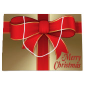 Geschenktasche - Red Bow & Ribbon auf Gold Große Geschenktüte (Vorderseite)