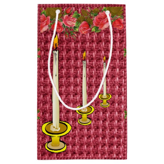 Geschenktasche Red Floral Candles Kleine Geschenktüte (Rückseite)