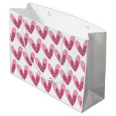 Geschenktasche - Rosa Glitzer Herz Große Geschenktüte (Rückseite Schrägansicht)