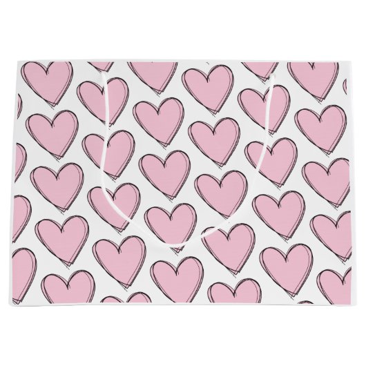 Geschenktasche - rosa Herzen Große Geschenktüte (Vorderseite)