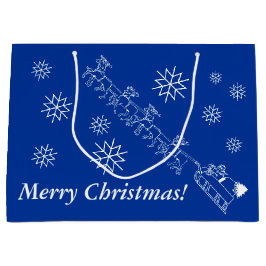 Geschenktasche - Santa und Schlitten in Schnee (lr Große Geschenktüte