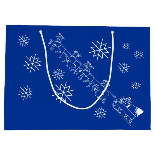 Geschenktasche - Santa und Schlitten in Schnee (lr Große Geschenktüte (Rückseite)