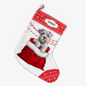 Geschenktasche Schnauzer Terrier Welpe Snowflake B Großer Weihnachtsstrumpf (Vorderansicht (hängend))