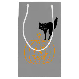 Geschenktasche - Schwarze Katze und Kürbis Kleine Geschenktüte