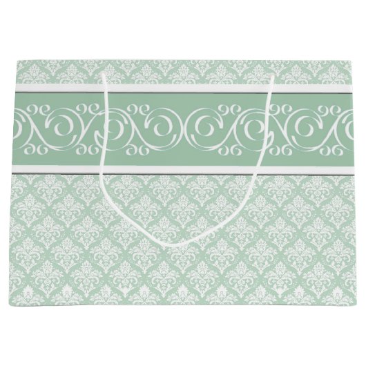 Geschenktasche - Soft Jade Damask Große Geschenktüte (Vorderseite)