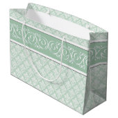 Geschenktasche - Soft Jade Damask Große Geschenktüte (Rückseite Schrägansicht)
