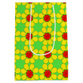 Geschenktasche - Stilisierte Tische auf Grün Mittlere Geschenktüte (Rückseite)