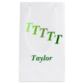 Geschenktasche - Treppenanfänge mit Namen in grün Kleine Geschenktüte (Vorderseite)