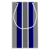 Geschenktasche - Ultramarine blaue und graue Strei Kleine Geschenktüte (Rückseite)