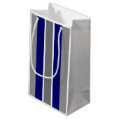 Geschenktasche - Ultramarine blaue und graue Strei Kleine Geschenktüte (Rückseite Schrägansicht)