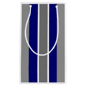 Geschenktasche - Ultramarine blaue und graue Strei Kleine Geschenktüte (Vorderseite)
