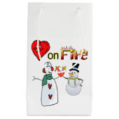 Geschenktasche Valentine's Heart Fire Snowman Kleine Geschenktüte (Vorderseite)