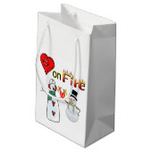 Geschenktasche Valentine's Heart Fire Snowman Kleine Geschenktüte (Rückseite Schrägansicht)