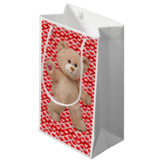 Geschenktasche Valentins Teddybär Kleine Geschenktüte (Vorderseite Schrägansicht)