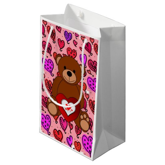 Geschenktasche Valentins Teddybär Kleine Geschenktüte (Vorderseite Schrägansicht)
