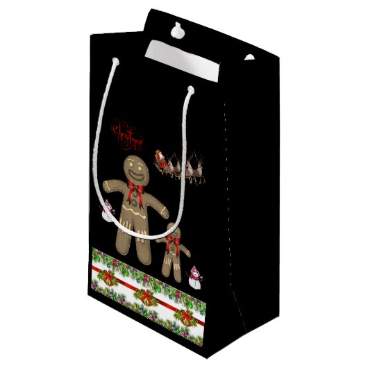 Geschenktasche Weihnachtsgingerbrot Mann Kleine Geschenktüte (Vorderseite Schrägansicht)