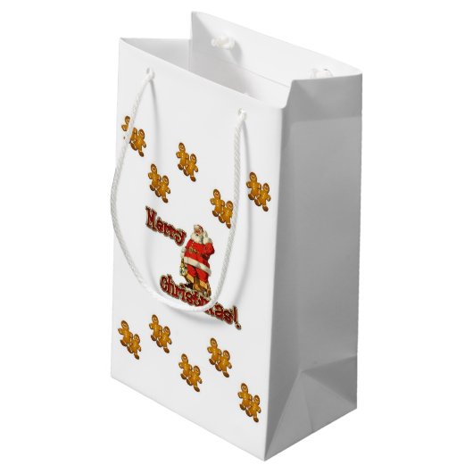 Geschenktasche Weihnachtsgingerbrot Mann Kleine Geschenktüte (Rückseite Schrägansicht)