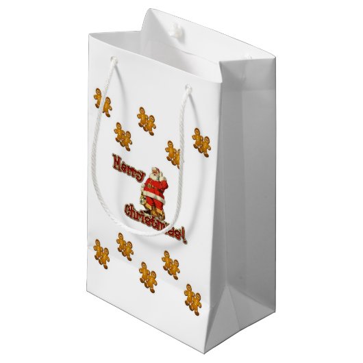 Geschenktasche Weihnachtsgingerbrot Mann Kleine Geschenktüte (Vorderseite Schrägansicht)