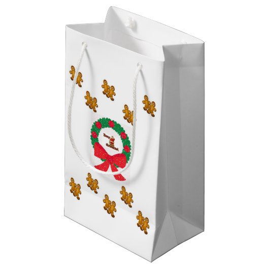 Geschenktasche Weihnachtsgingerbrot Mann Kleine Geschenktüte (Vorderseite Schrägansicht)