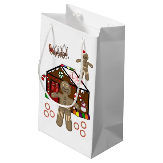 Geschenktasche Weihnachtsgingerbrot Mann Kleine Geschenktüte (Rückseite Schrägansicht)