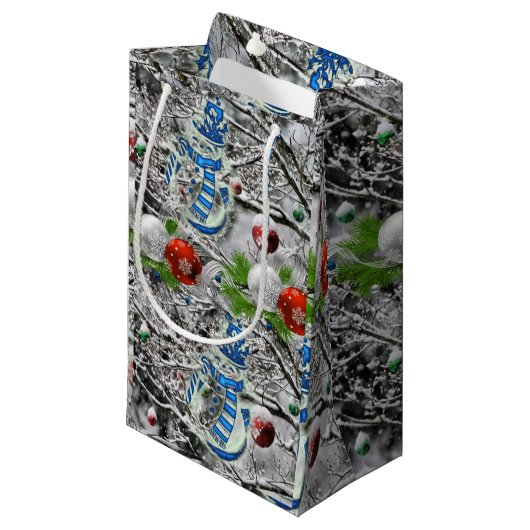 Geschenktasche Weihnachtsschnee Kleine Geschenktüte (Vorderseite Schrägansicht)