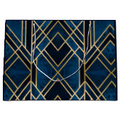Geschenktaschen - Art Deco Blue & Gold Mirrored Große Geschenktüte (Vorderseite)