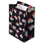 Geschenktaschen - Domino Design Blue Mittlere Geschenktüte (Vorderseite Schrägansicht)