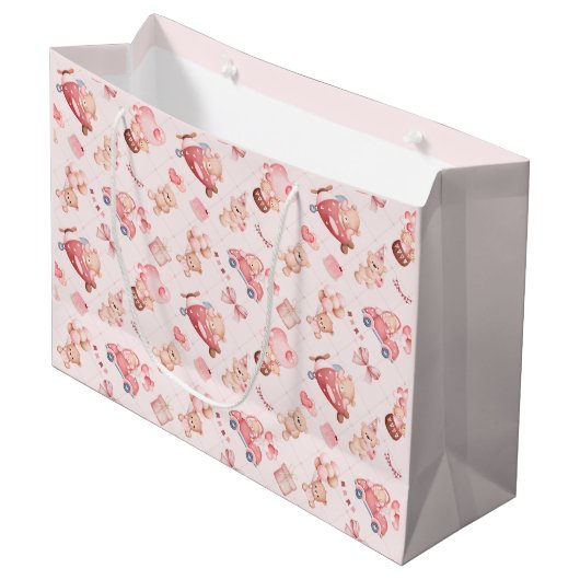 Geschenktaschen für Mädchen in rosa Farbe Große Geschenktüte (Vorderseite Schrägansicht)