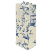 Geschenktaschen mit nautischen Details (Anker & Sc Geschenktüte Für Weinflaschen (Rückseite Schrägansicht)