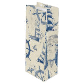 Geschenktaschen mit nautischen Details (Anker & Sc Geschenktüte Für Weinflaschen (Vorderseite Schrägansicht)