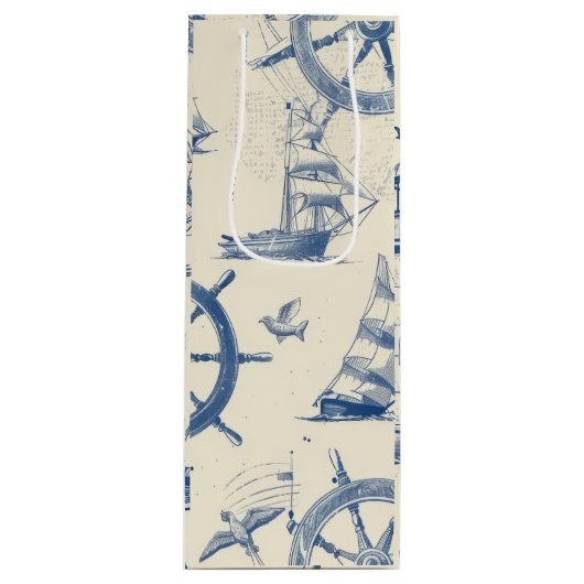 Geschenktaschen mit nautischen Details (Anker & Sc Geschenktüte Für Weinflaschen (Vorderseite)