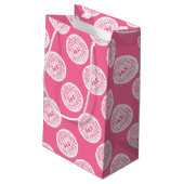 Geschenktaschenrosa mit multi Sprachfrieden Kleine Geschenktüte (Rückseite Schrägansicht)